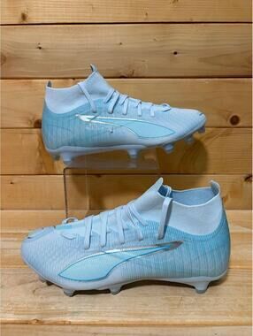 New Puma Ultra Match 5 FG AG Soccer Cleats White Blue Women's Size 8 108640-01